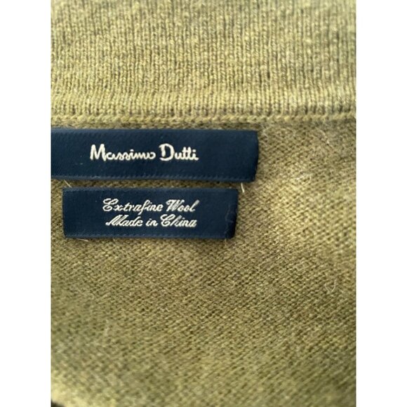 Massimo Dutti Men extra fine Wool Jumper Sweater Size US L mustard sage green - Picture 9 of 9